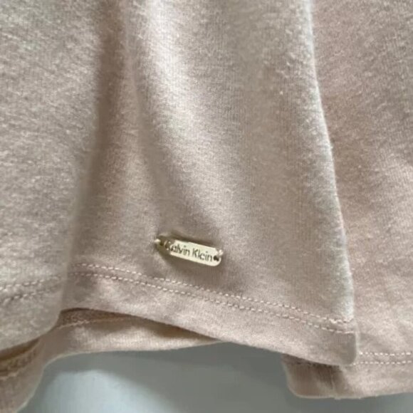 Calvin Klein Women's Large Bell Sleeve Blouse Light Pink Knit Rayon Blend Boho - Picture 6 of 10